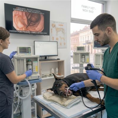Endoskopski pregled psa dobermana Novi Sad
